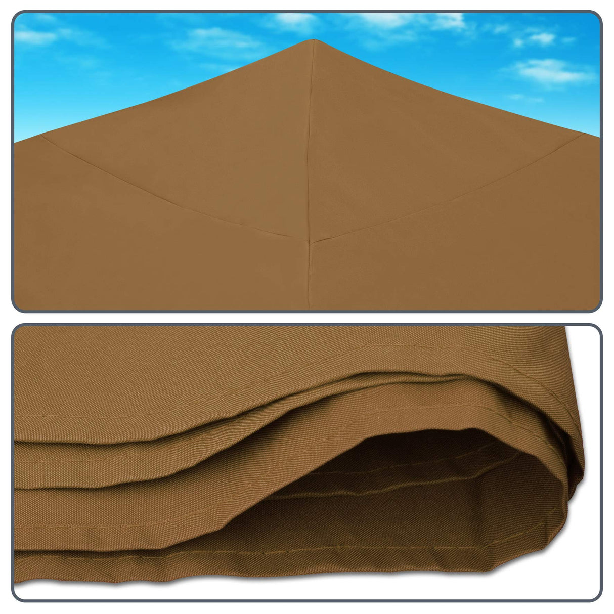 Strong Camel 10x10 Canopy Replacement top Gazebo Canopy Top Patio Pavilion Cover Sunshade Pplyester Single Tier-Brown Strong Camel