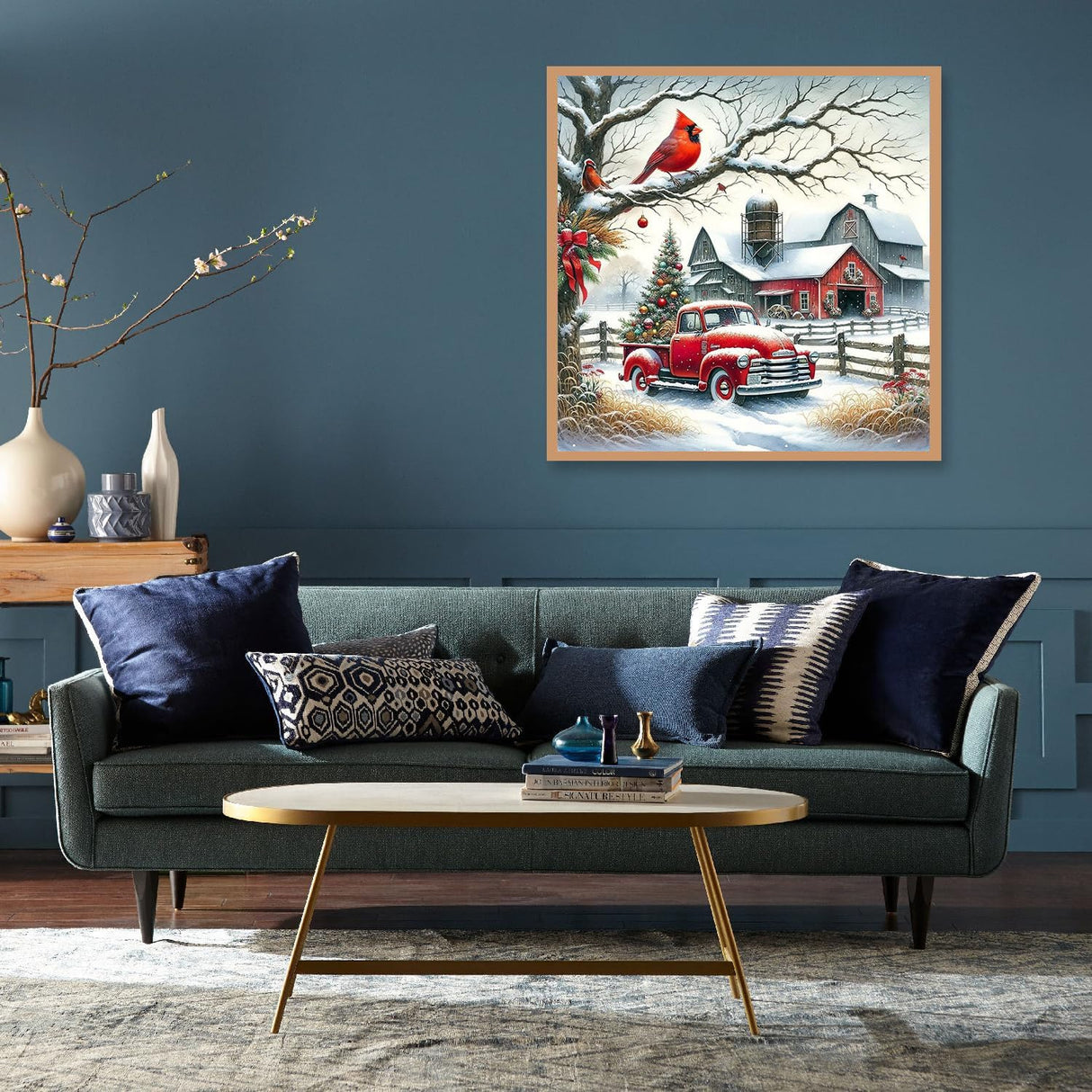 KTHOFCY 5D DIY Winter Landscape Diamond Painting Kits for Adults,Christmas Truck Full Drill Embroidery Cross Stitch Crystal Rhinestone Paintings Pictures Arts Wall Decor Painting Dots Kits 14X14 inch KTHOFCY