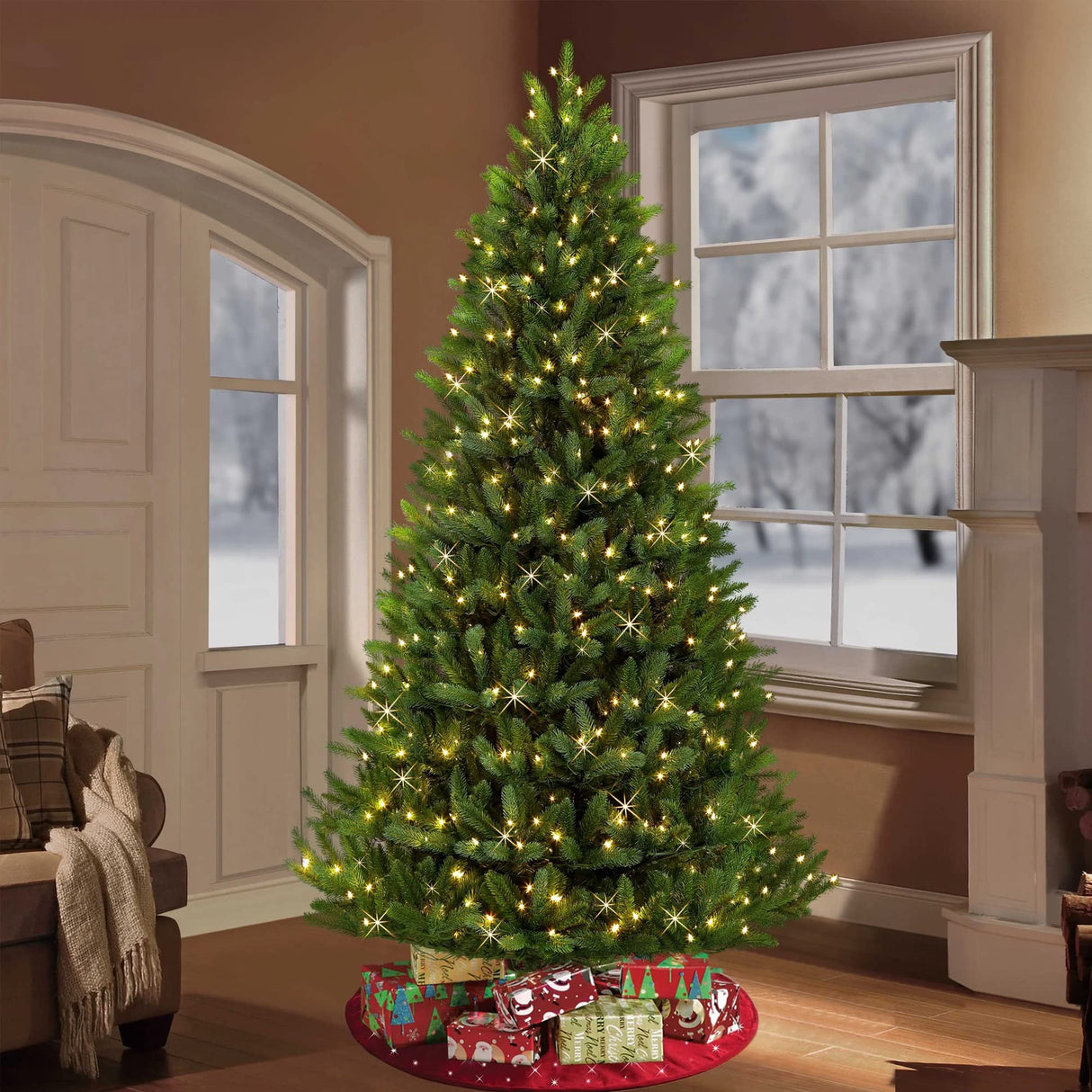 Dazzle Bright Christmas String Lights, Connectable Waterproof String Lights Green Wire with 8 Modes, Christmas Decorations for Indoor Yard Garden (Warm White, 2000 LED) Dazzle Bright