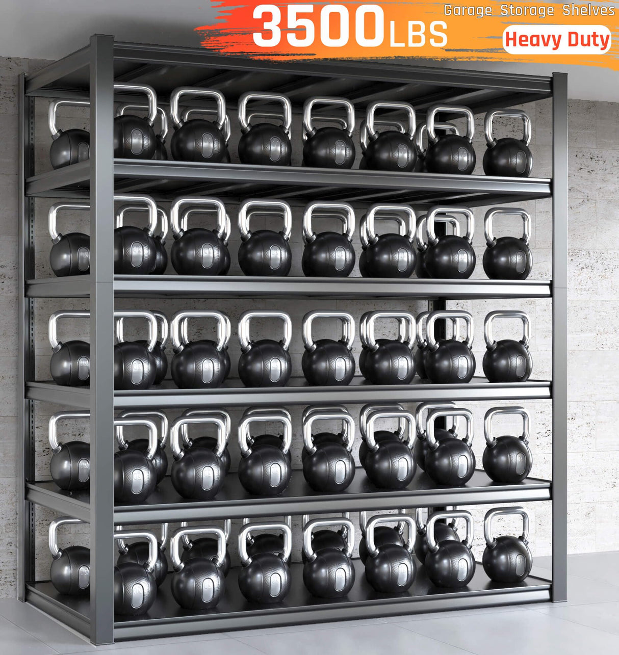 PMKES 84" H Garage Shelving Heavy Duty, Garage Storage Shelves 3200LBS Adjustable 6 Tier Metal Shelving Unit for Storage Rack Industrial Storage Rack Shelf, 2 Pack PMKES