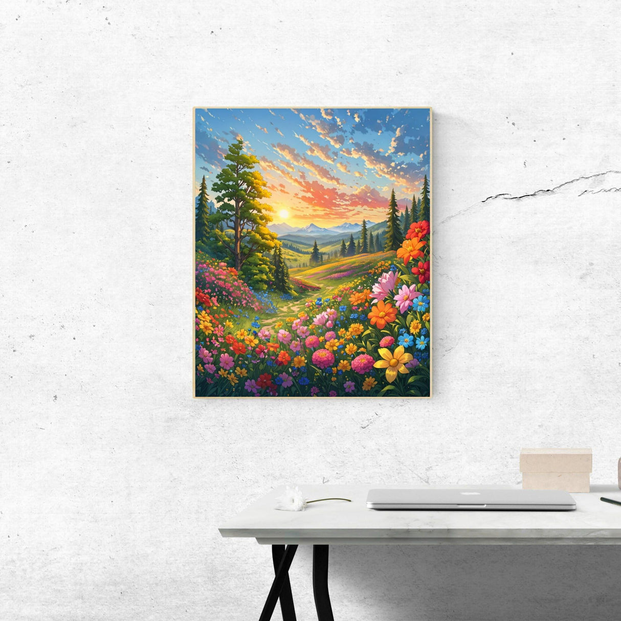 ldazao Landscape Adult Paint by Number Kits, Paint by Numbers Flowers,Flower Paint by Numbers Kit for Adults, DIY Canvas Oil Painting Paint by Number for Gift Home Wall Decor 16x20 Inch ldazao