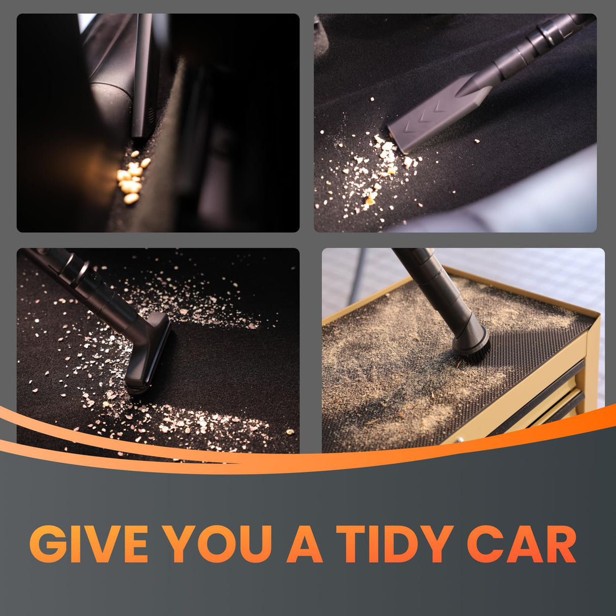 Giraffe Tools Grandstorm Retractable Vacuum Cleaner Wall-Mounted, Shop Wet Dry Vacuum Cleaner with 6 Nozzles for Car Detailing Remote Control Garage Vacuum, Grey Giraffe Tools