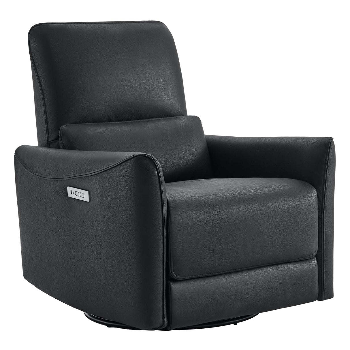 CHITA Power Recliner Chair Swivel Glider, FSC Certified Upholstered Faux Leather Living Room Nursery Reclining Sofa Chair with Lumbar Support, Black CHITA