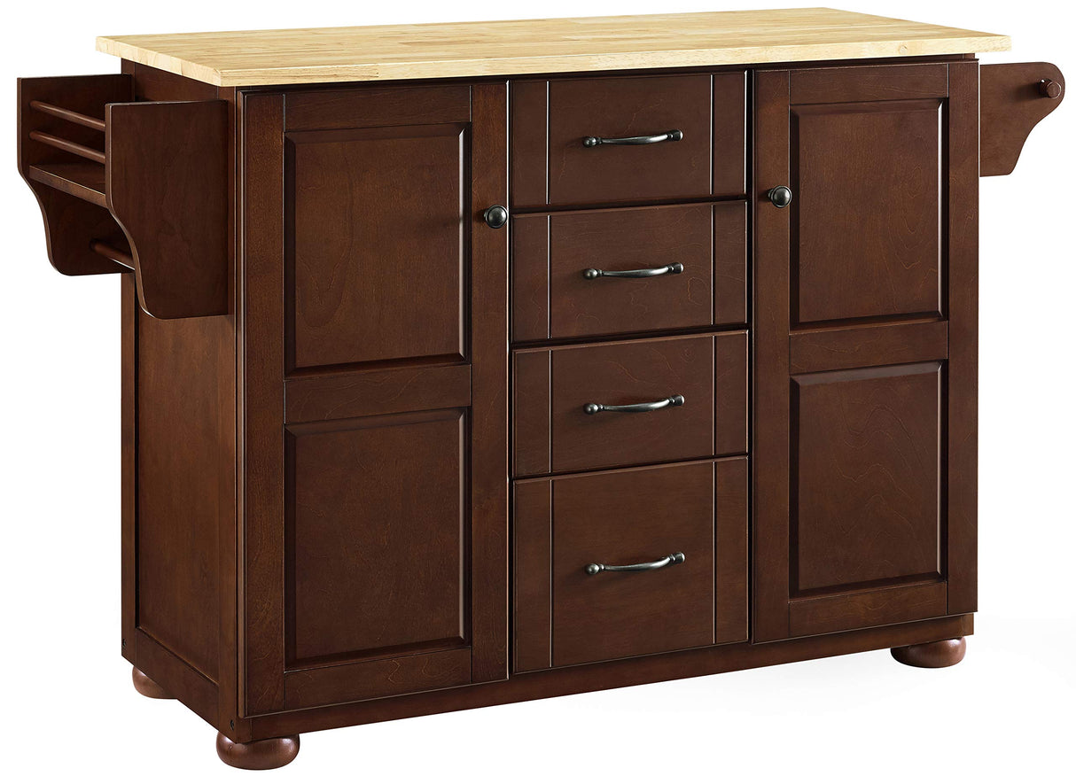 Crosley Furniture Eleanor Wood Top Kitchen Island with Spice Rack, Storage Drawers and Shelves, Mahogany Crosley Furniture