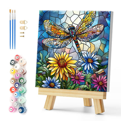 Natuyalo Dragonfly Paint by Number for Adults Beginners, Abstract DIY Paint by Numbers Kits for Adults with Frame, Animals Acrylic Painting Kit on Canvas for Wall Decor 12x12 Inch