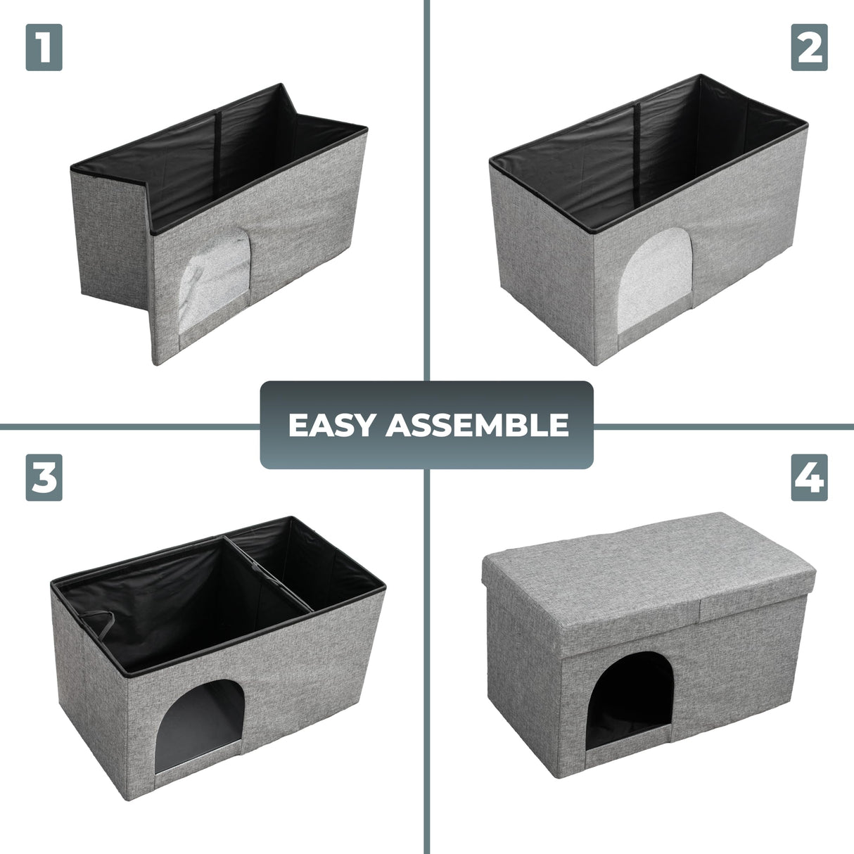 2-in-1 Hidden Cat Litter Box Enclosure – Modern Furniture with Litter Box Included, Odor-Control Tray, Toy Storage, and Waterproof Liner – for All Indoor Cat Breeds PATHOSIO PETS