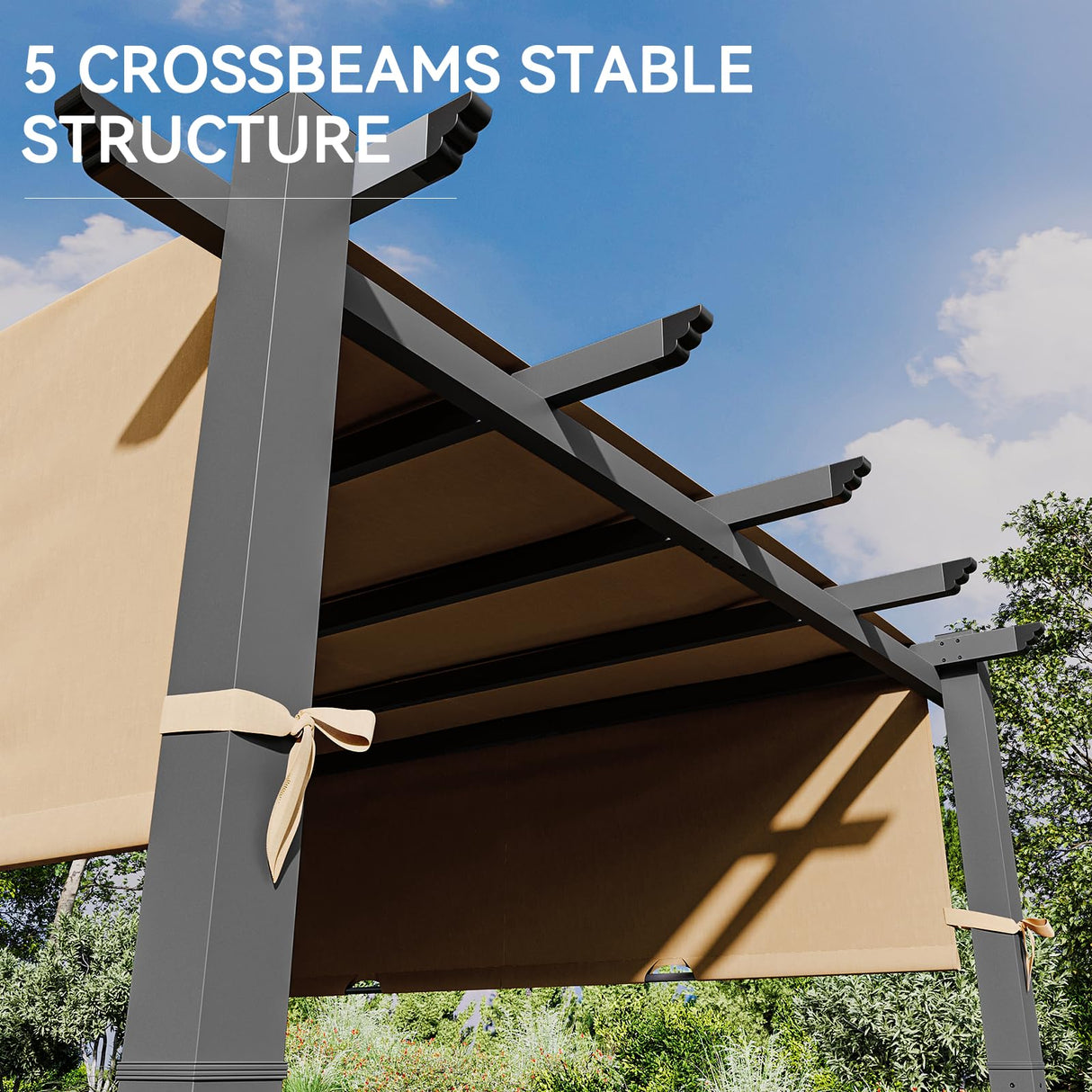 Aoxun 10'x10' Outdoor Pergola, Heavy-Duty Aluminum Pergola Patio, Modern Pergola with Retractable Sun Shade Canopy for Garden, Deck and Backyard Aoxun