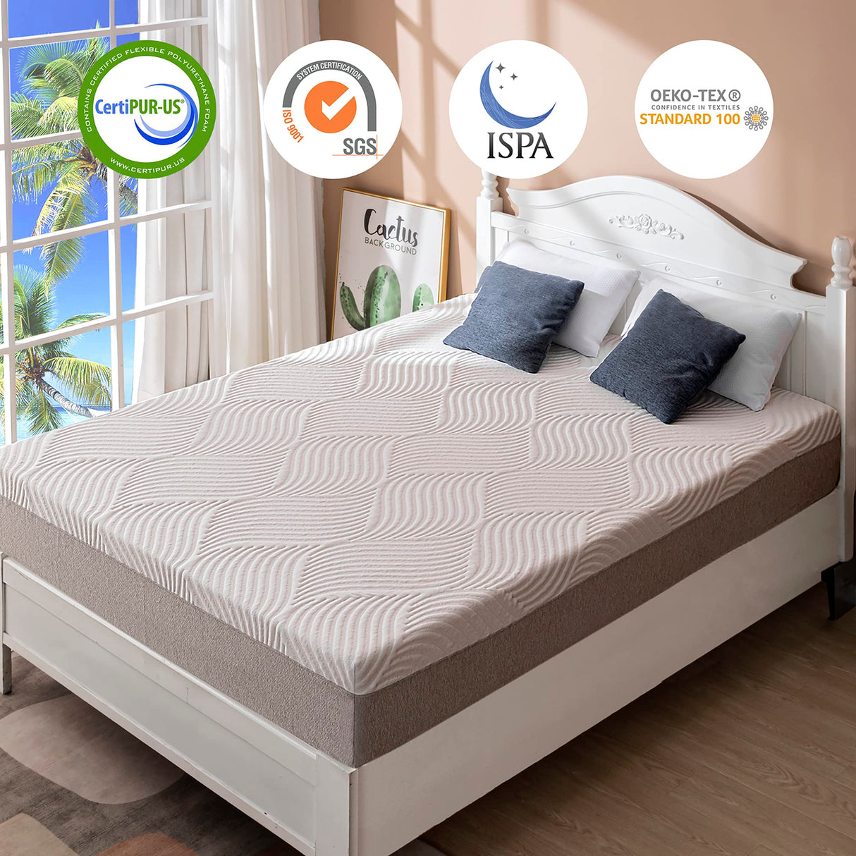 BreezeRest King Mattress 10 Inch Memory Foam Mattress Bed in a Box,Medium Soft Cooling Gel Green Tea King Size Mattress with Breathable Soft Fabric Cover CertiPUR-US Pressure Relieving BreezeRest