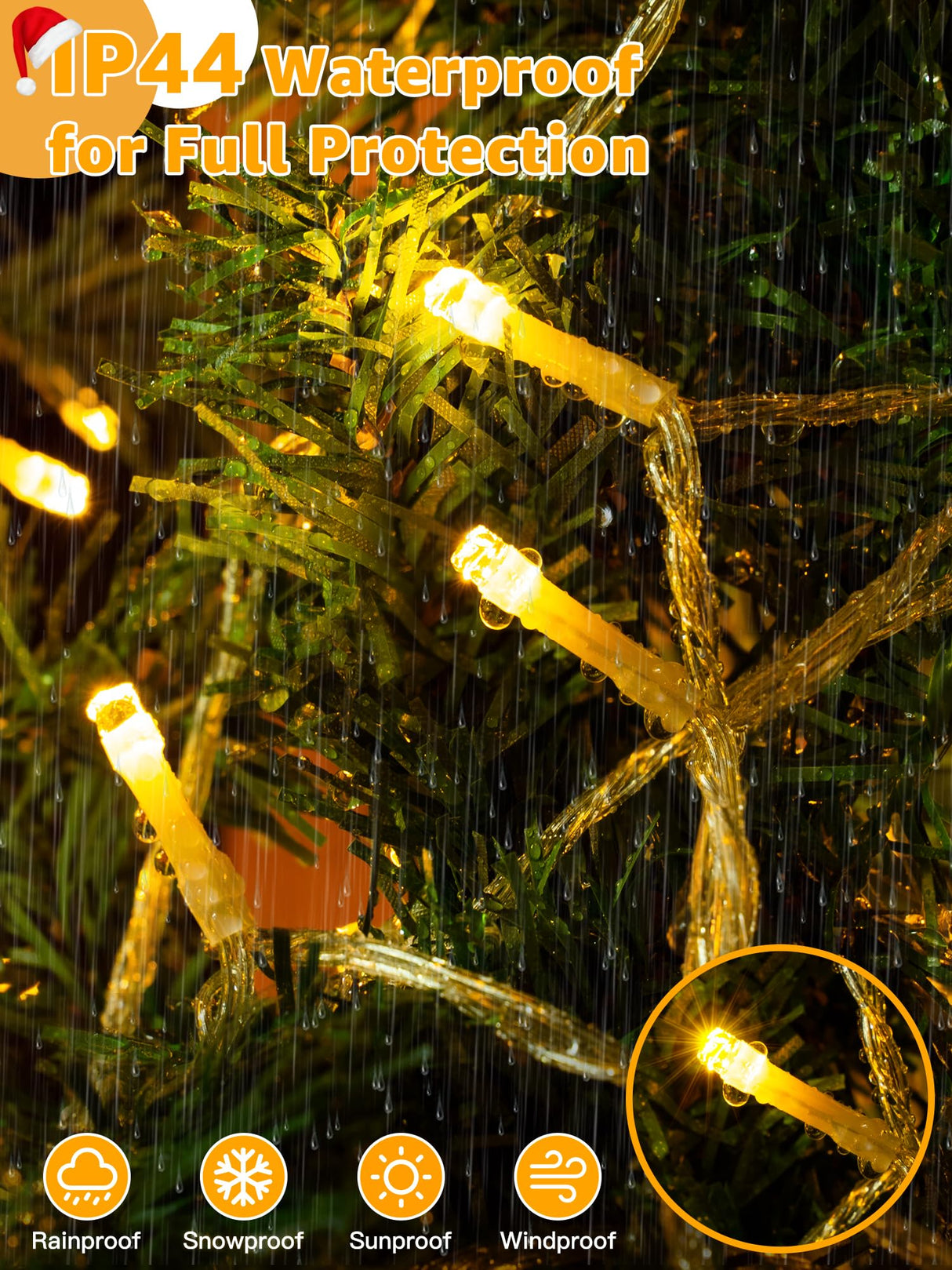 Guhope Christmas Lights 1200LED 196FT, Waterproof Outdoor String Lights with Remote and Timer, 8 Modes Dimmable Fairy Lights for Indoor Outdoor Wedding Party Holiday Decorations (Warm White) Guhope