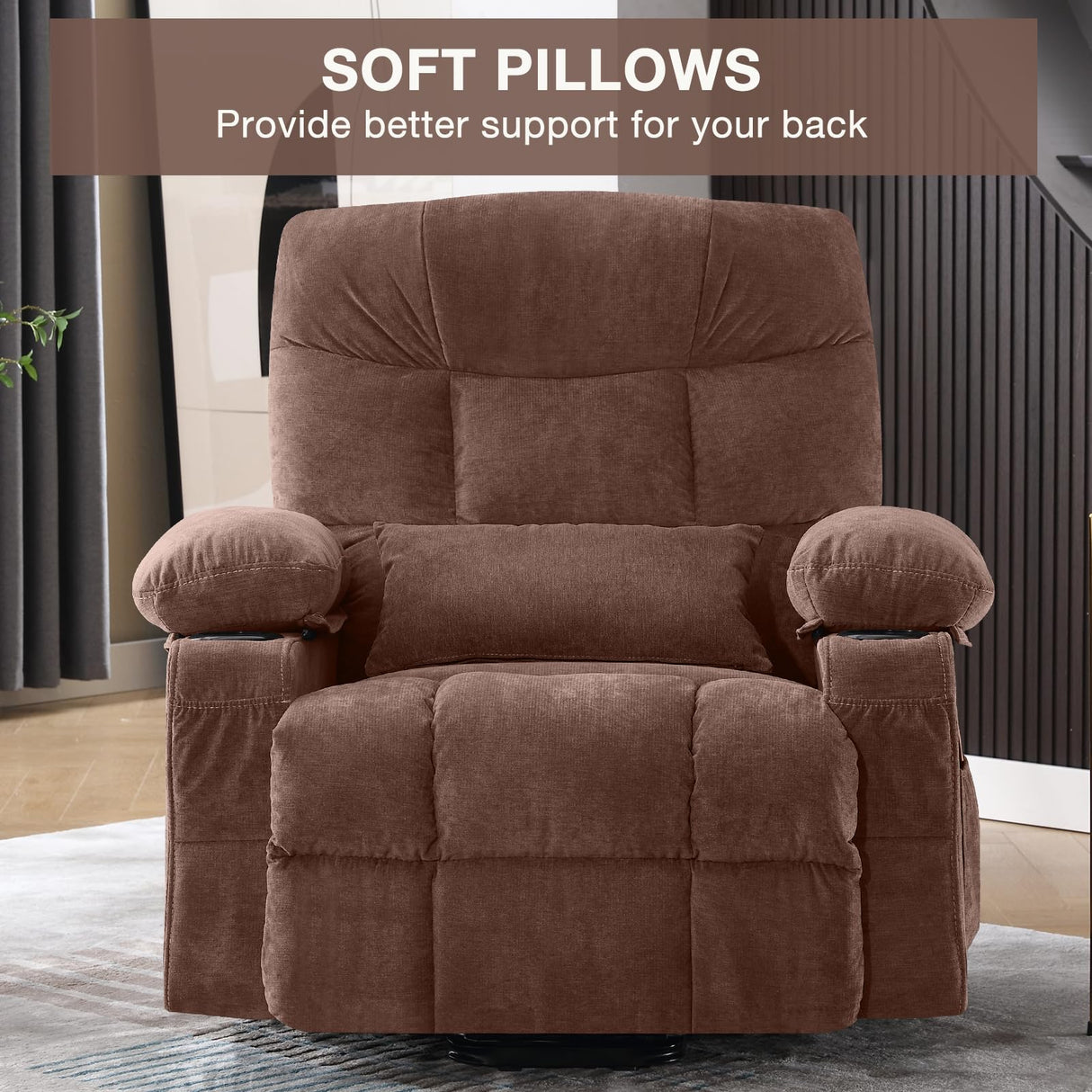 BOSMILLER Power Lift Recliner Chair for Elderly with Heat and Vibration Massage,Electric Recliner with USB Charging Port for Living Room, Infinite Position, Side Pocket BOSMILLER