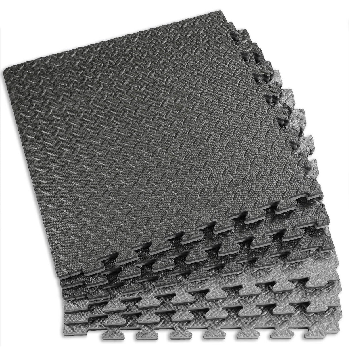 Xspec 1" Extra Thick 48 sq ft Reversible EVA Gym Foam Floor Mat Tiles (24" x 24"), Steel Pattern, 12 pcs, Black & Grey Xspec
