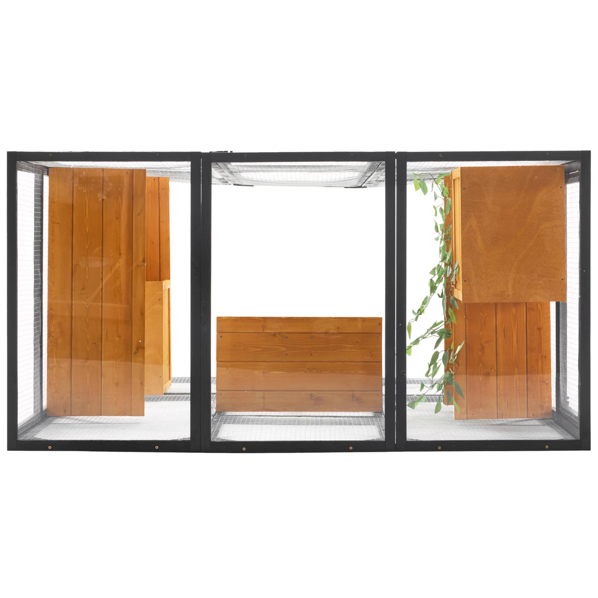 YOPTO 68.5" H Catio Outdoor Cat Enclosure, Large Cat House with Double Enter Doors for Mulitiple Cats Walk in Cats Cage, Wooden Cat Shelter with 3 Jumping Platforms & 2 Napping Houses,Black Brown YOPTO