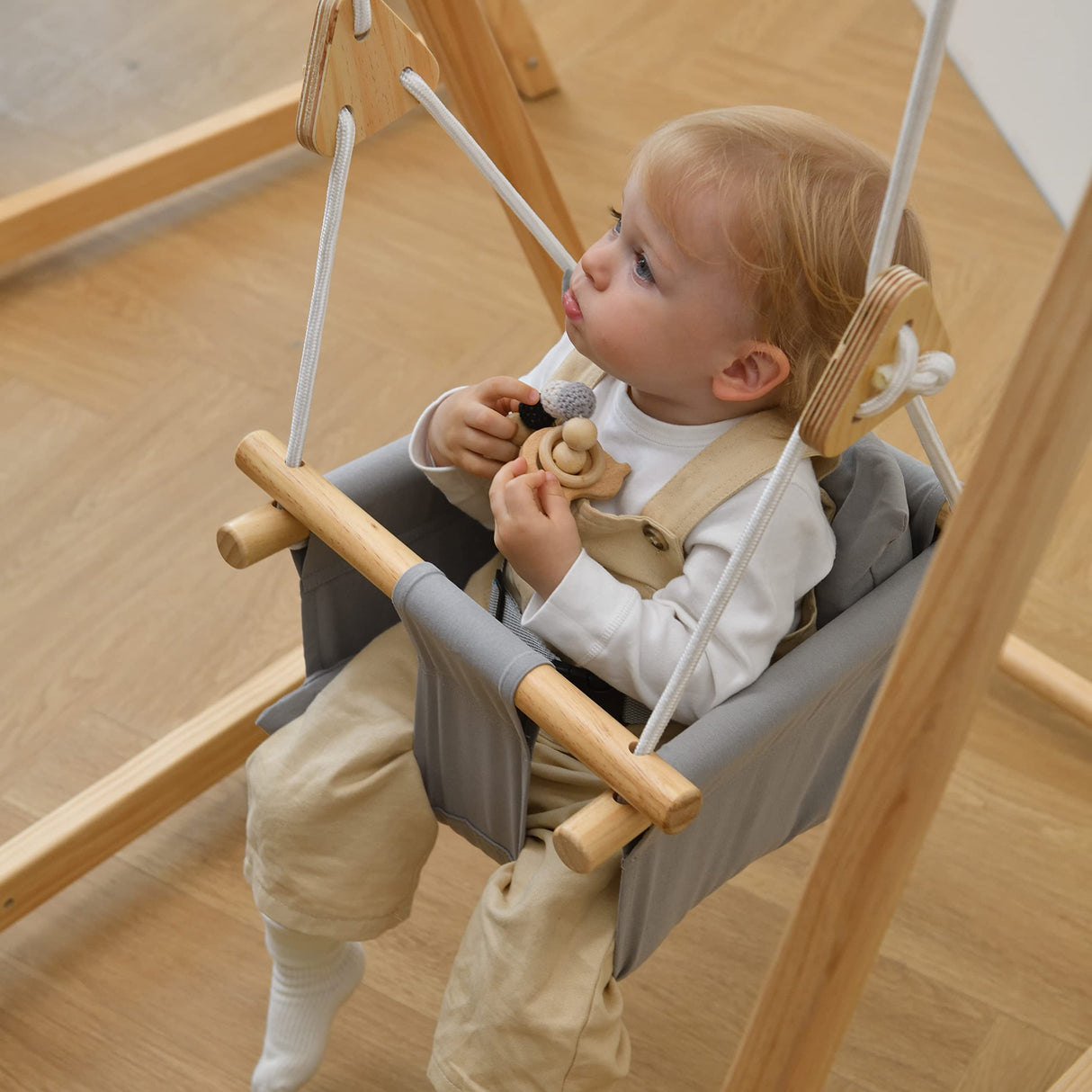 Avenlur Spruce Baby and Toddler Foldable Swing Set with Stand - Premium Montessori, Waldorf Style Self-Standing Indoor Swingset for Children 6m to 3 Yrs - Perfect for Home, Child Day Care, & Preschool Avenlur