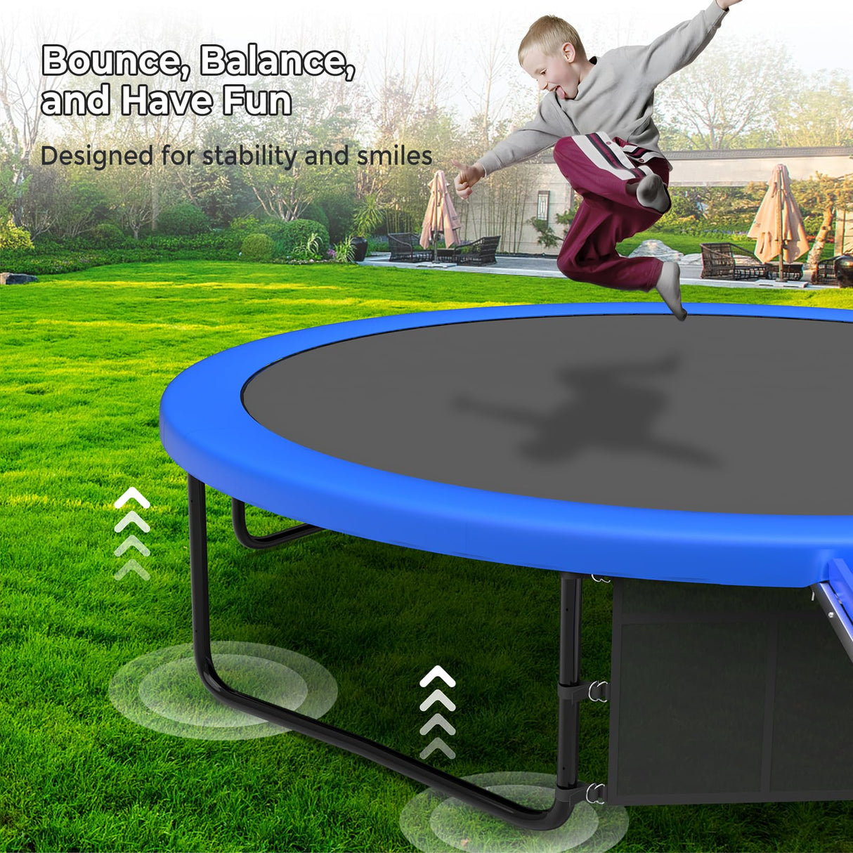 Lyromix Trampoline Outdoor with Slide, 14FT Outdoor Trampoline with Basketball Hoop, Recreational Trampolines with Enclosure Net & Ladder for Kids and Adults, Acid Blue Lyromix