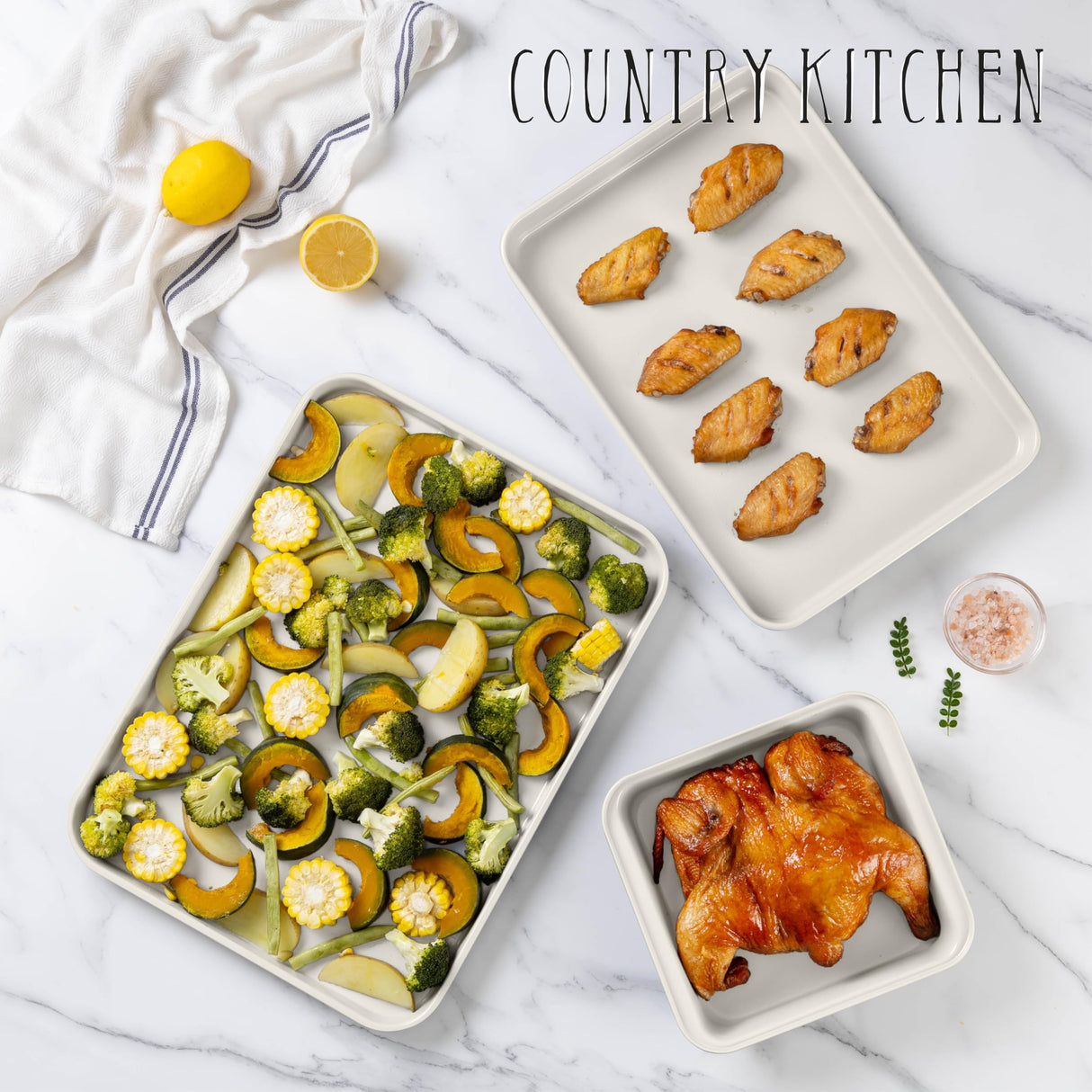 Country Kitchen Nonstick Stackable Bakeware Set - Durable, Easy Release Baking Set, Sage, 13 Pcs Country Kitchen