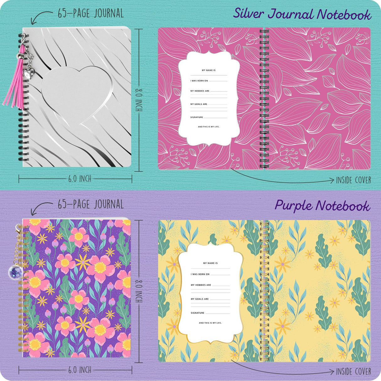 2-Pack DIY Journal Kit - Gifts for Girl Ages 8 9 10 11 12 13 14 Year Old - Cool Birthday Gifts Ideas for Girls - Art & Crafts for Tween Kid - Teen Girls Trendy Stuff - Scrapbook & Diary Supplies Set LAOESE