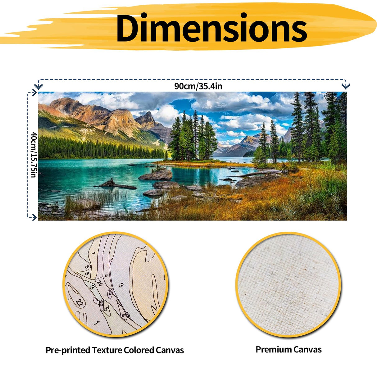 YALKIN Paint by Number for Adult Kits, DIY Landscape Lake Oil Acrylic Painting Kits for Adults Beginners on Canvas for Home Wall Decor Gifts 40x90CM/15.8x35.4in (No Frame) YALKIN