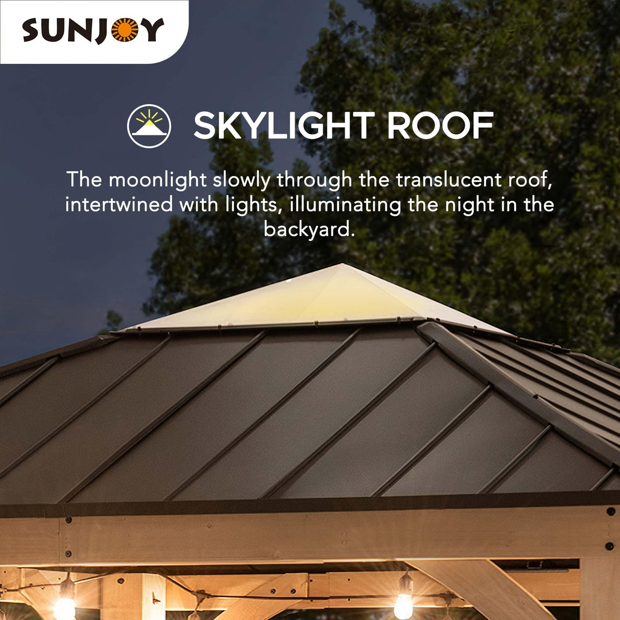 Sunjoy 11 x 11 ft. Hardtop Gazebo Cedar Wood Framed Hot Tub Gazebo with Steel and Polycarbonate Hardtop and bar Shelf, Matte Black by SummerCove SummerCove