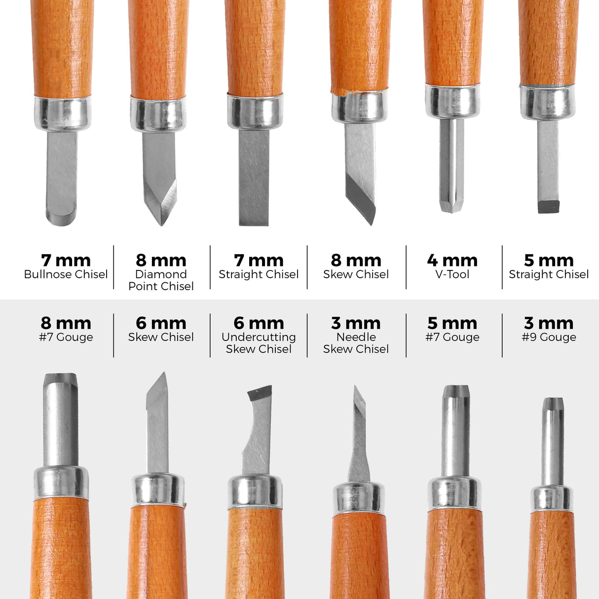 Beginner-Friendly Wood Carving Kit, 15pc Wood Carving Tools Set with Razor Sharp Carving Knives & Mini Chisels, Linoleum Carving Tools, and Woodworking Tools for DIY Crafts from Schaaf Tools (Large) Schaaf Wood Carving Tools