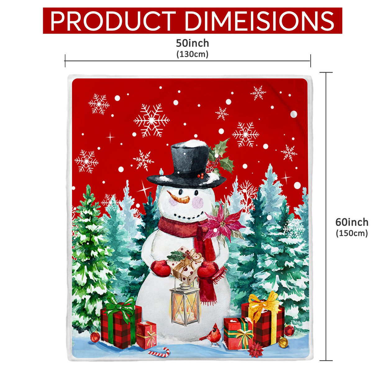 Christmas Blanket, Snowman Christmas Throw Blanket, Xmas Decorations for Home, Soft Red Snowman Blankets 50" X 60" pinata