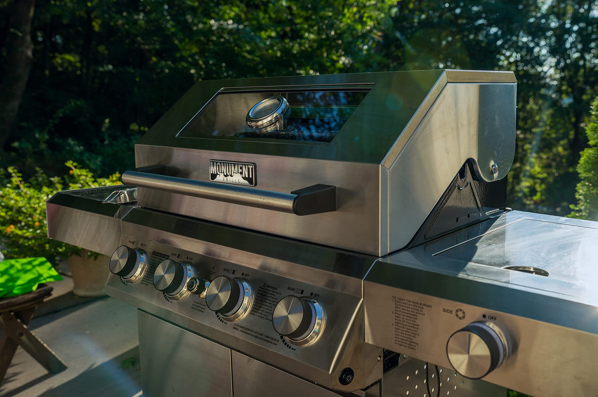 Monument Grills Larger 4-Burner Propane Gas Grills BBQ Stainless Steel Heavy-Duty Cabinet Style with BBQ Cover Monument Grills