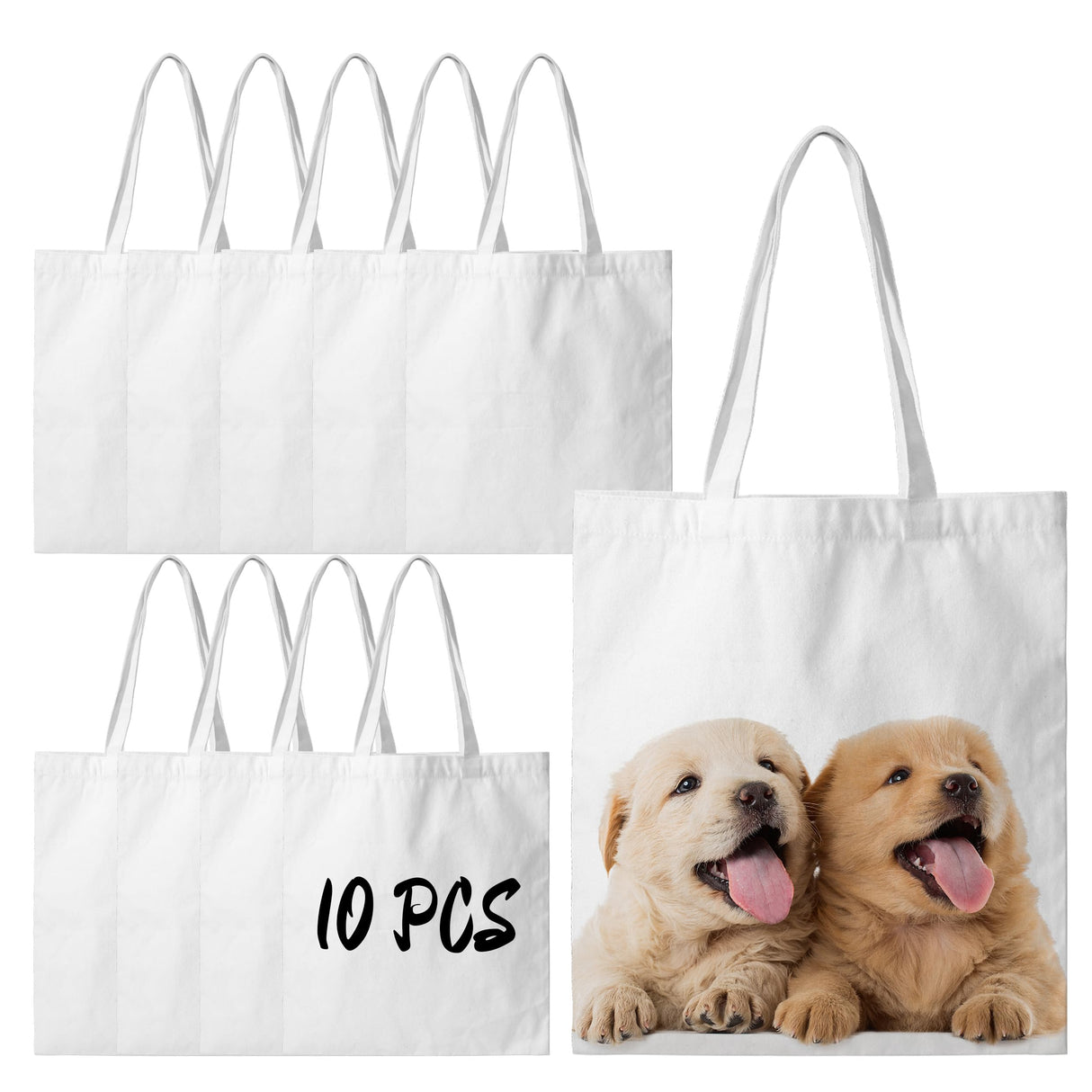 Joyclub 10 Pack Sublimation Tote Bags Blanks Bulk Polyester Canvas Bags Reusable Grocery Bags to Decorate Painting Crafting Sublimation DIY For Gift Joyclub