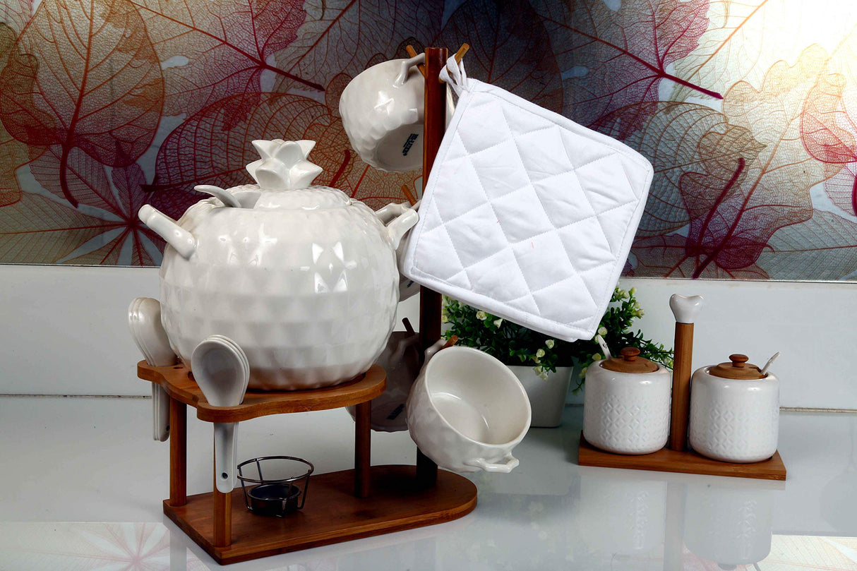 HM Covers Pot Holders 100% Cotton (Pack of 10) Pot Holder 7" x 7" Square, Solid White Color Everyday Quality Kitchen Cooking, Heat Resistance!! HM Covers