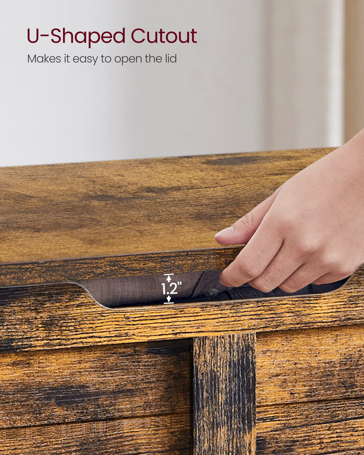 VASAGLE Storage Chest, Storage Trunk with 2 Safety Hinges, Storage Bench, Shoe Bench, Farmhouse Style, 15.7 x 39.4 x 18.1 Inches, for Entryway, Bedroom, Living Room, Rustic Brown ULSB061T01 VASAGLE