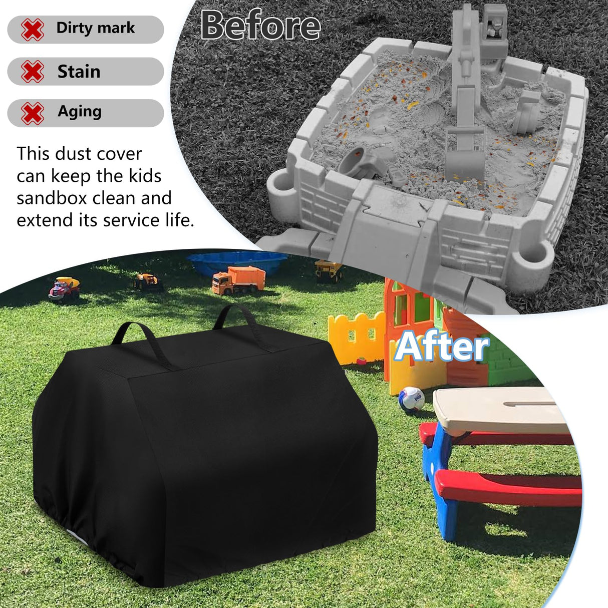 Owlcover Kids Sandbox Cover for Little Tikes Dirt Diggers Excavator Sandbox,Waterproof, Anti-UV Outdoor Toys Sandbox Cover,Cover Only Owlcover