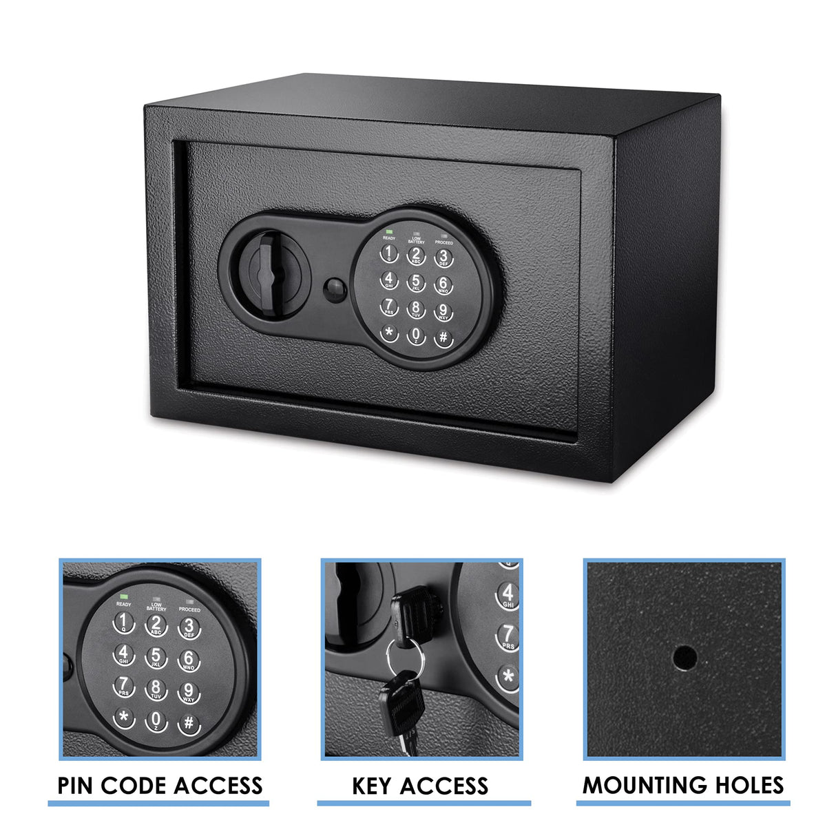 Barska Digital Keypad Home & Office Steel Security Safe Lock Box with Deadbolts - 0.36 Cu Ft Compact BARSKA