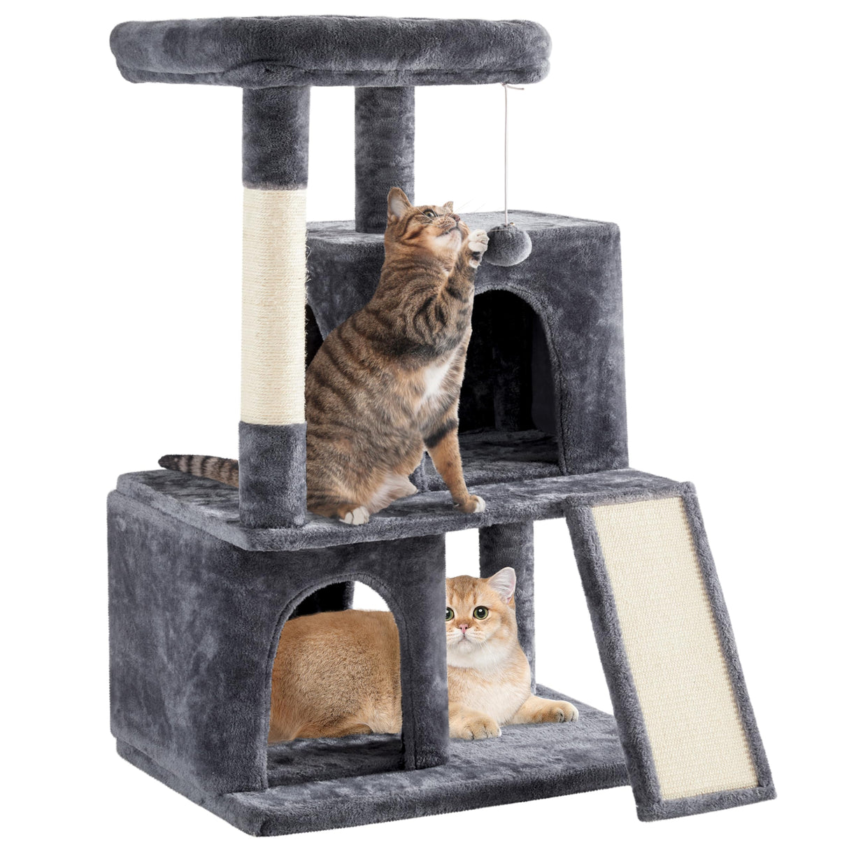 Yaheetech 42in Cat Tree Tower, Cat Condo with Sisal-Covered Scratching Posts & Ramp, Cat Climber Stand for Indoor Cats Kittens Pets Yaheetech