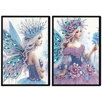 DCIDBEI 2 Pack Notebooks Diamond Painting Angel Blank 5D DIY Special Shaped Crystal Diary Book Elf 50 Sheets A5 Book Journal Fairy Paint by Numbers Kit Sketchbook Diamond Art Note Book