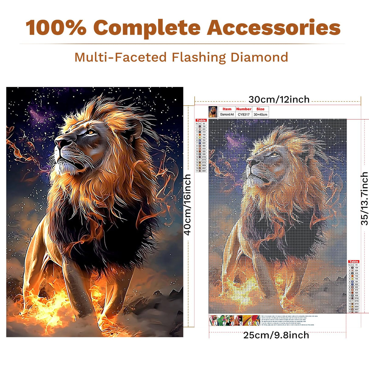 ZENDIYO Lion Diamond Painting Kits for Adults, Animal 5D Diamond Art Kits for Adults Beginners, DIY Full Drill Diamonds Dots Gem Art Painting and Crafts for Home Wall Decor 12x16inch ZENDIYO