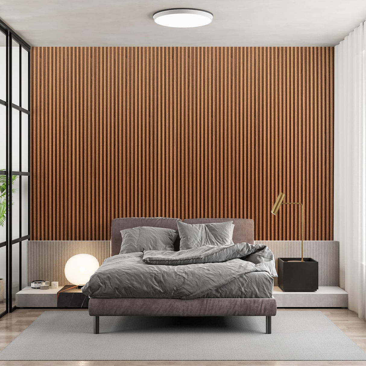 Art3dwallpanels 8 Pack Wood Slat Wall Paneling, 104'' x 6.7'' WPC Soundproof 3D Wall Panels for Interior Wall Decor, Fluted Textured Panel Wall Slats, Teak Art3dwallpanels