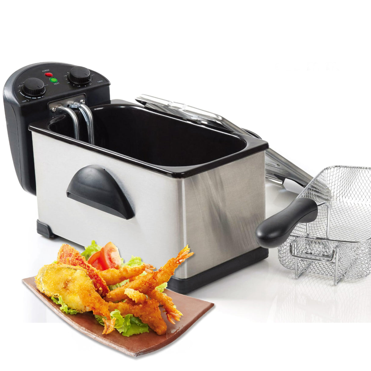 MegaChef Electric Oil Deep Fryer with Adjustable Temperature Control and Timer (3.17 Quart) Megachef
