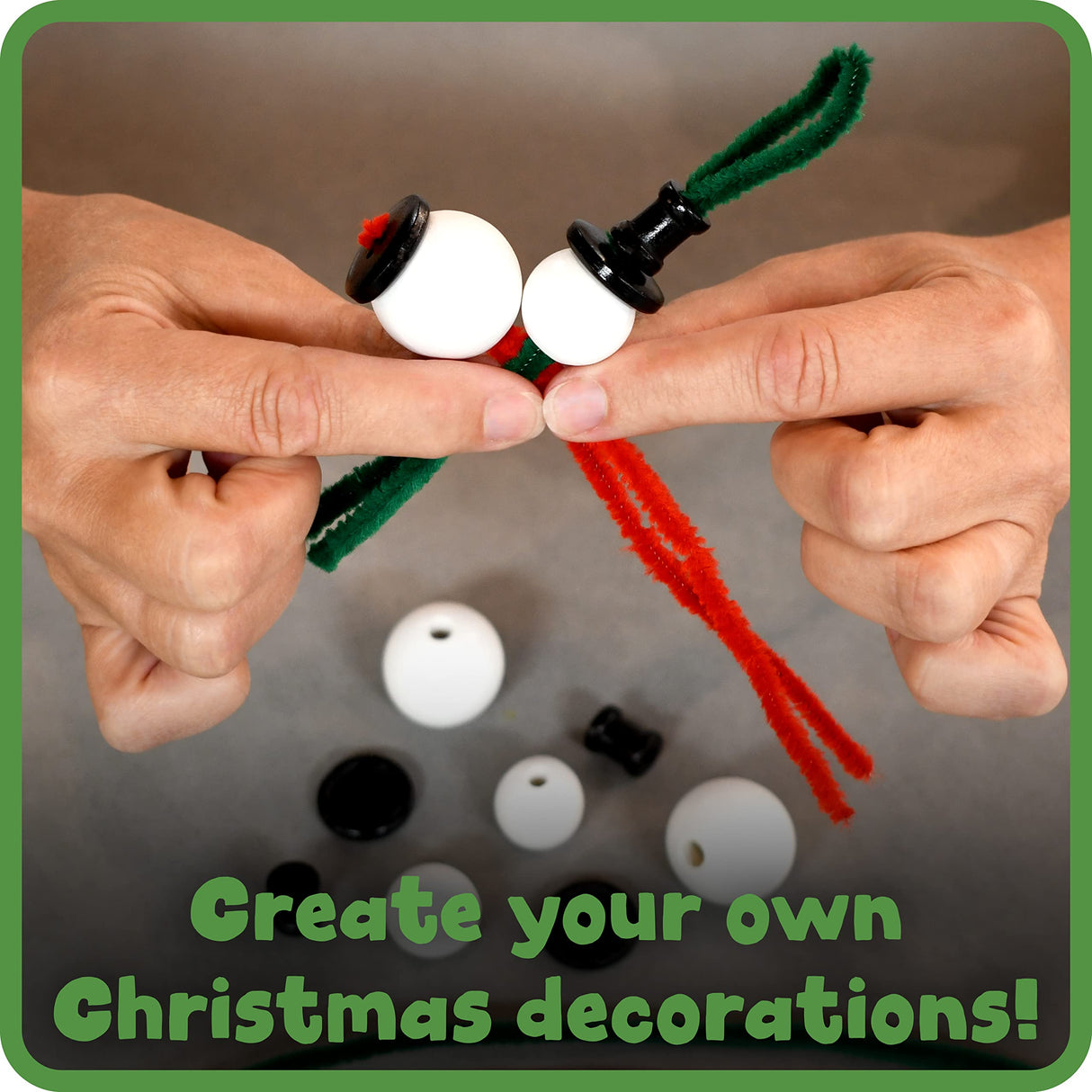 READY 2 LEARN Christmas Crafts | Create Your Own Bead Snowmen | Set of 4 | DIY Ornaments for Kids | Christmas Tree Decoration | All Materials Included READY 2 LEARN