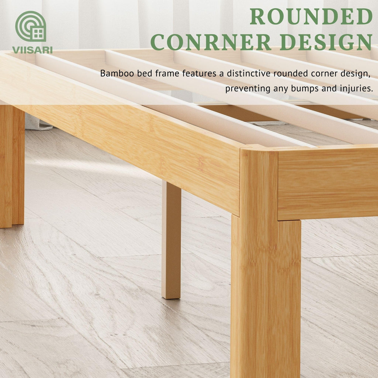 Viisari Bamboo Wood Bed Frame Full with Steel Slats, 12 Inch Platform Full Size Bed Frame No Box Spring Needed, Solid Foundation, Easy Assembly, Ample Under-Bed Storage, Noise-Free Viisari