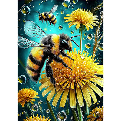MOGTAA Bee Diamond Art Painting Kits for Adults, Bee Flowers Diamond Painting Kits for Beginners, DIY 5D Diamond Dots Kits Gem Painting for Home Art Decor 12x16 inch
