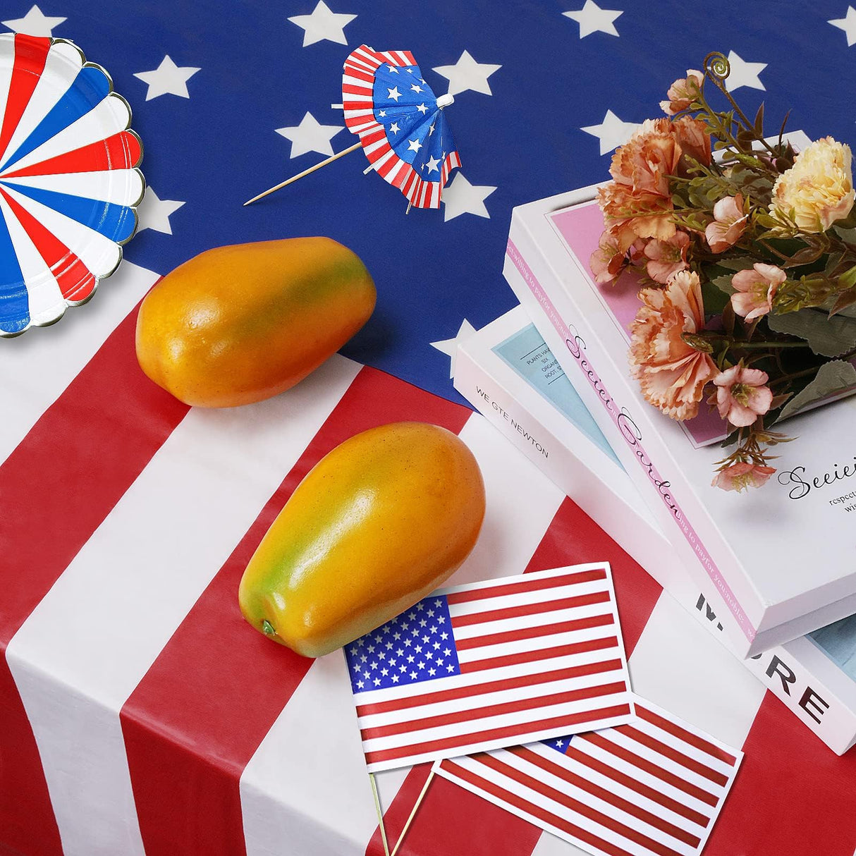 3 Pack Patriotic Tablecloth, Disposable Plastic Tablecloth 54" x 108" Patriotic Decorations, Birthday Party Table Cloth for Kids, Patriotic Themed Party Supplies for Outside, Picnic, Camping, Memorial Childom
