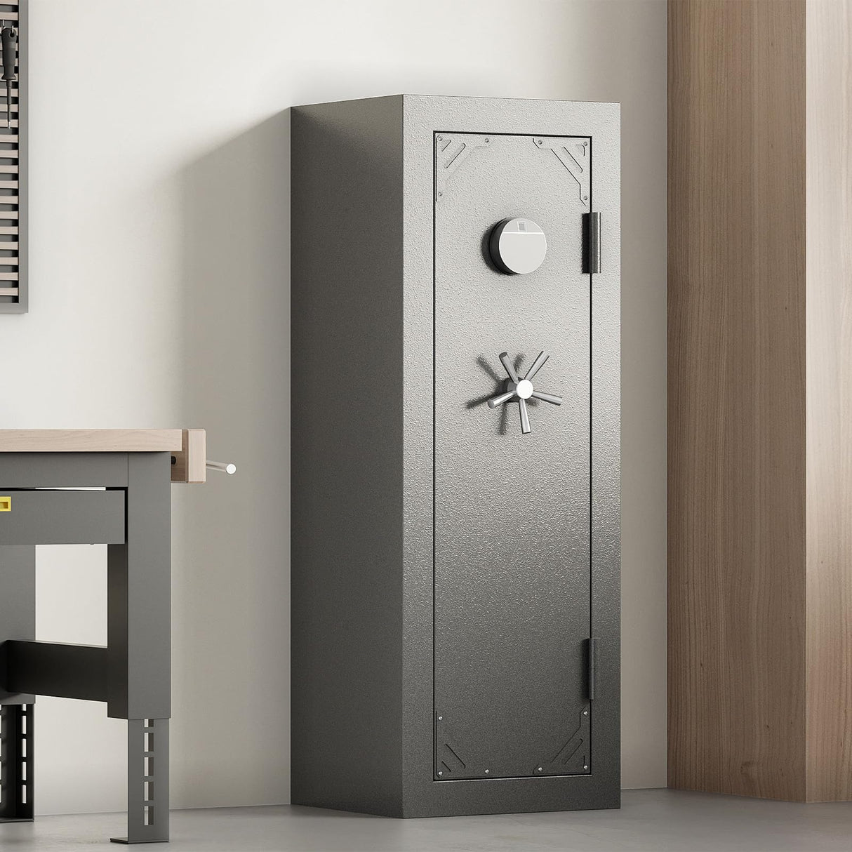 KAER Fireproof 20 Gun Safe 1400°F / 45 Minutes Biometric Gun Safe for Rifles and Pistols Rifle Safe Gun Cabinet Quick Access Gun Safes with Adjustable Shelf and Gun Rack (Gray) KAER