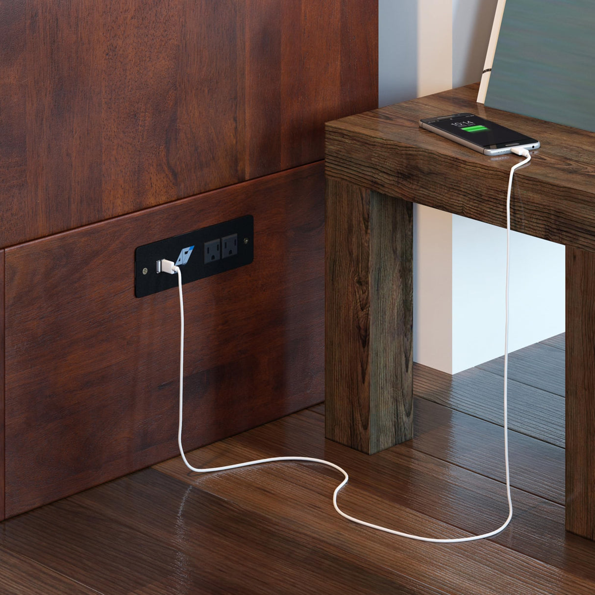 AFI, Southampton Murphy Bed Chest Twin XL with 6" Mattress, Storage Drawer & Built-in USB Charger, Walnut AFI