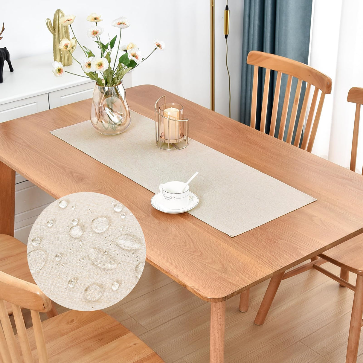 Farmhouse Rustic Table Runner Neutral Faux Linen Table Runners Water Resistant Short Table Runner 36 inches for Living Room Dresser Bedroom Kitchen Dining Party 13x36 Inch Nacuci