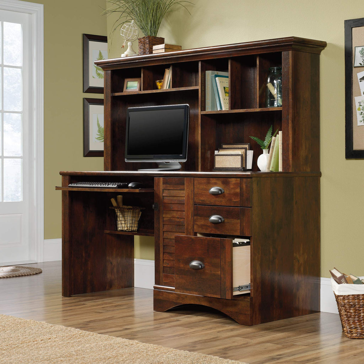 Sauder Harbor View Computer Desk, Curado Cherry Finish Sauder