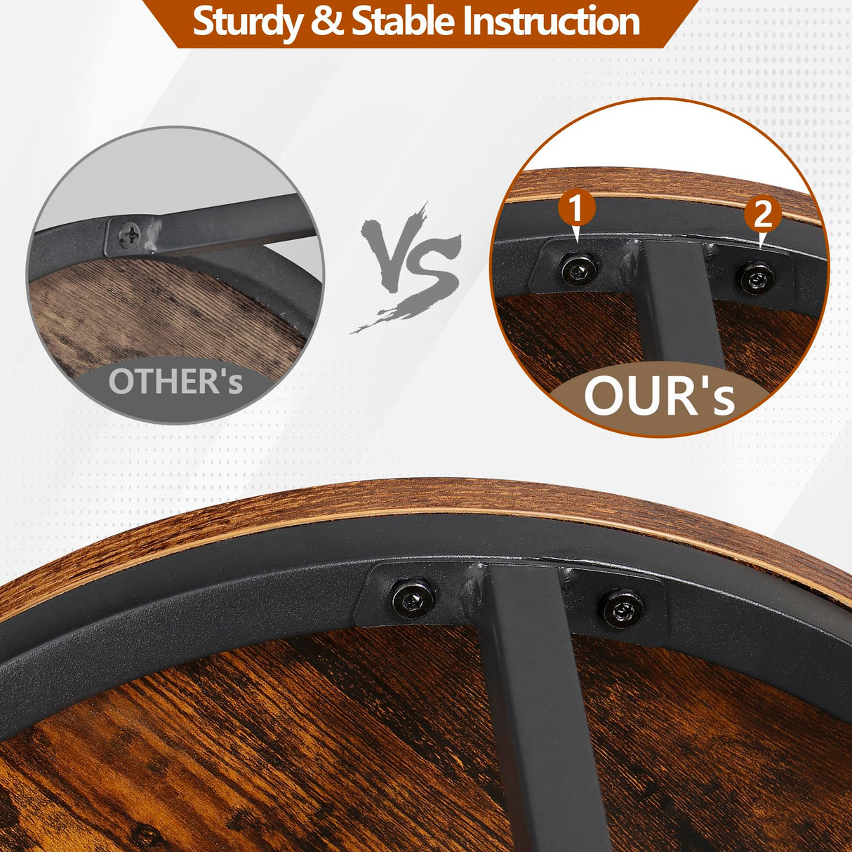 ZENY Nesting Coffee Table Set of 2, 23.6inch Round Coffee Table Wood Grain Top with Sturdy Metal Frame, Industrial End Table Side Tables for Living Room Bedroom Balcony Yard, Rustic Brown ZENY