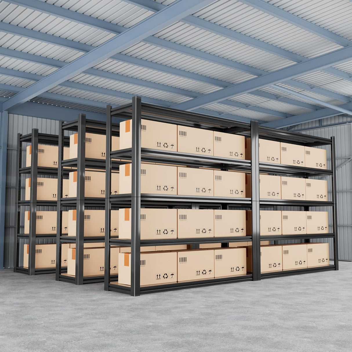 Howzone 72" H Garage Shelving 2000LBS Heavy Duty Storage Shelves Adjustable 5 Tier Metal Shelves for Storage Garage Industrial Shelving Utility Racks,16" D x35.5 Wx72 H,Black Howzone