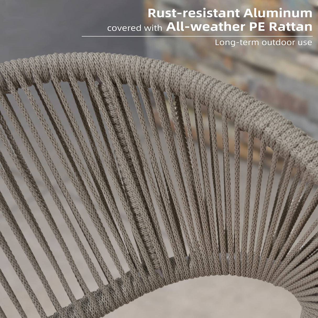 PURPLE LEAF Bar Stool Set of 4 Outdoor Rattan Bar Chair Aluminum Bar Height Stool Barstool Dark Grey PURPLE LEAF