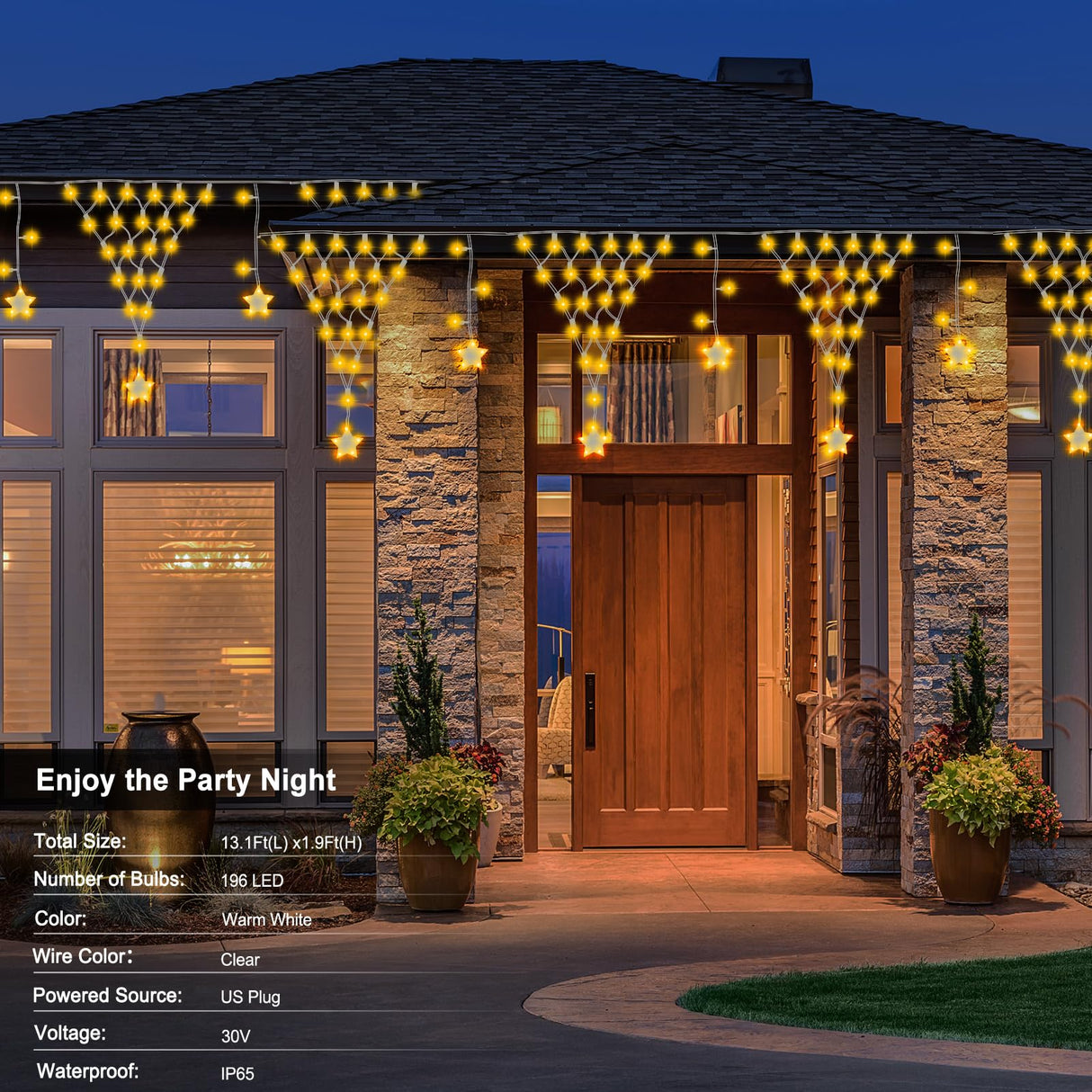 Christmas Net Lights,196 LED 13.1x1.9Ft Waterproof Outdoor Christmas Lights Net Lights Mesh Lights Mains Powered Timer Built in LED Net Lights Holiday Decor for Balcony Fence Roof Railing Wall DBFAIRY