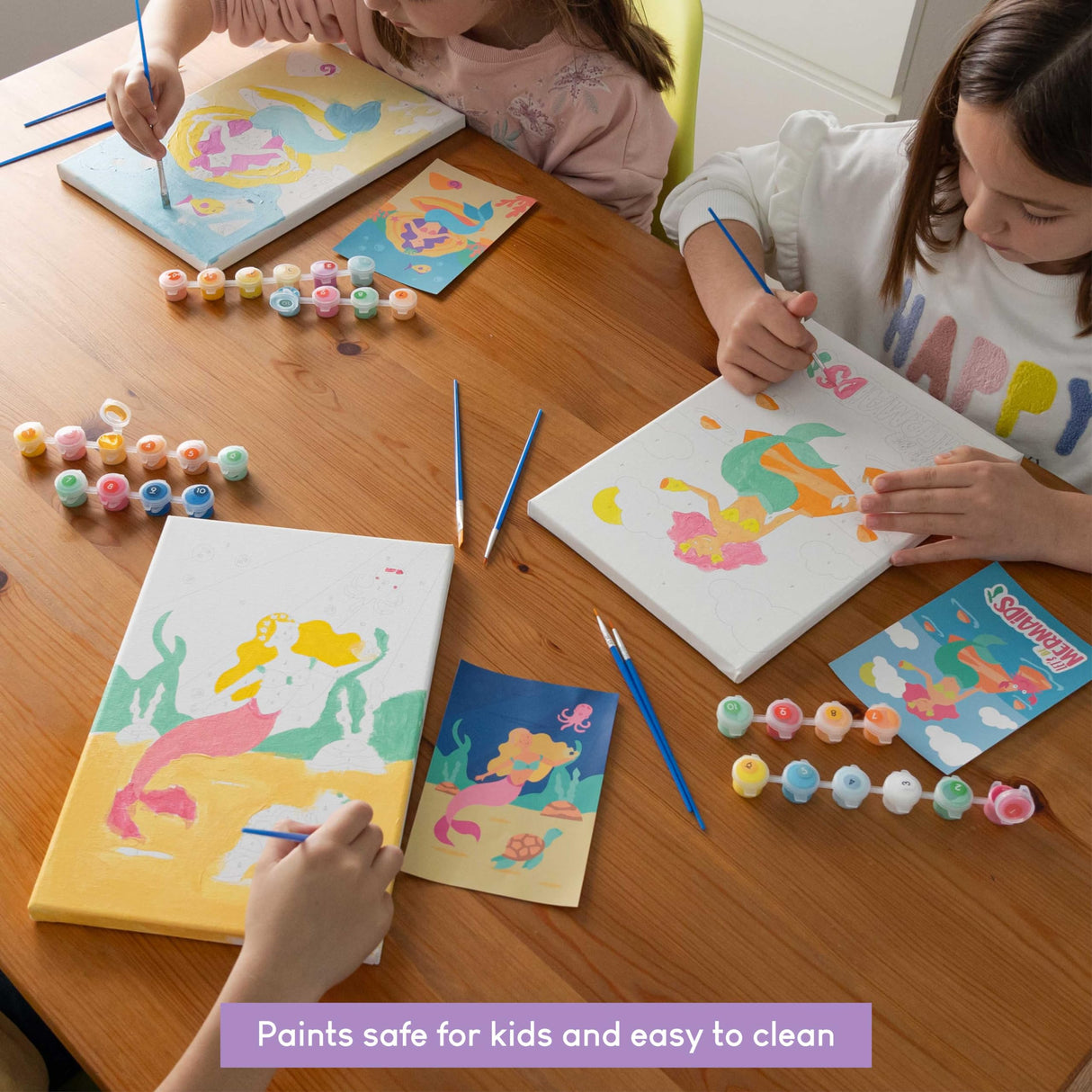 BONNYCO Paint by Numbers Kit for Kids Mermaid Pack 3 Canvas Paint by Number Canvas Framed Pre Drawn, Mermaid Gifts for Girls Painting | Arts and Kids Crafts 4-6 8-12 | Pintar por Numeros Niñas BONNYCO