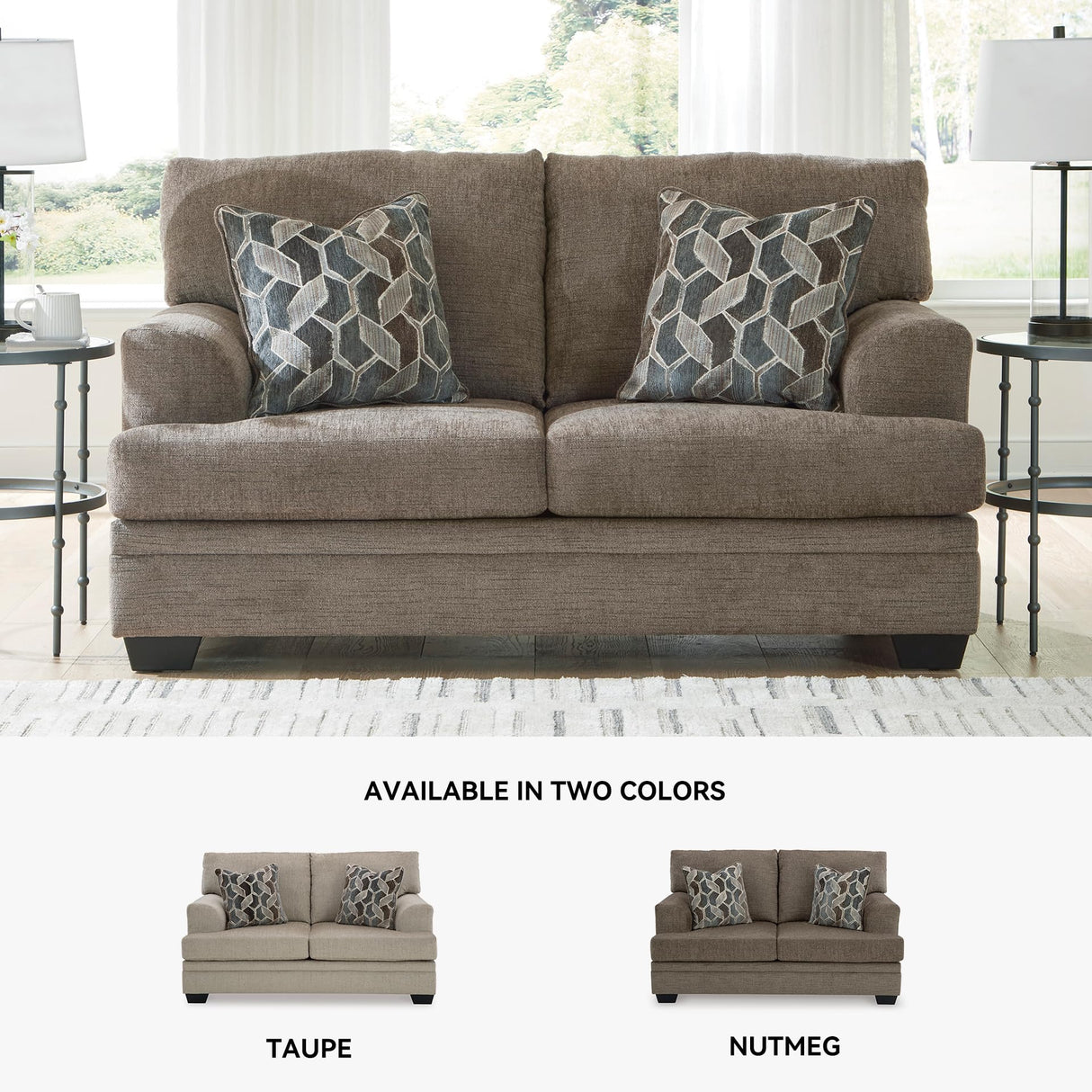 Signature Design by Ashley Stonemeade Casual Loveseat with 2 Toss Pillows, Dark Brown Signature Design by Ashley