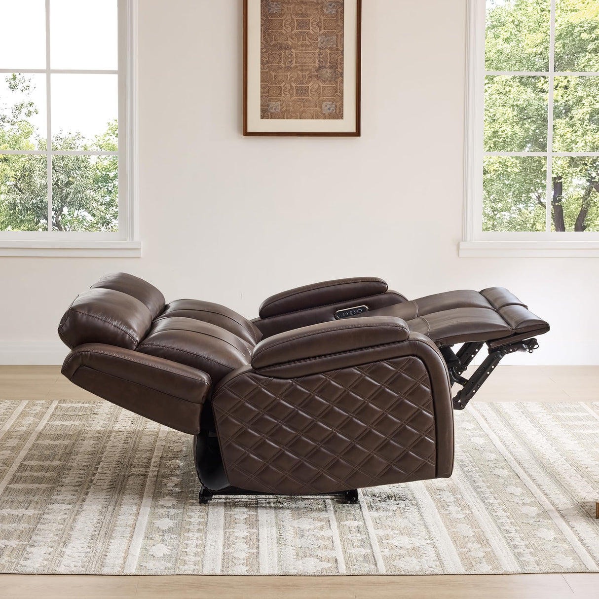 Watson & Whitely Genuine Leather Power Loveseat Recliner Sofa, Zero Gravity Reclining Loveseat with Power Headrest & Hidden Storage, Charging Ports, Dual Recliner Sofas for Living Room, Dark Brown Watson & Whitely